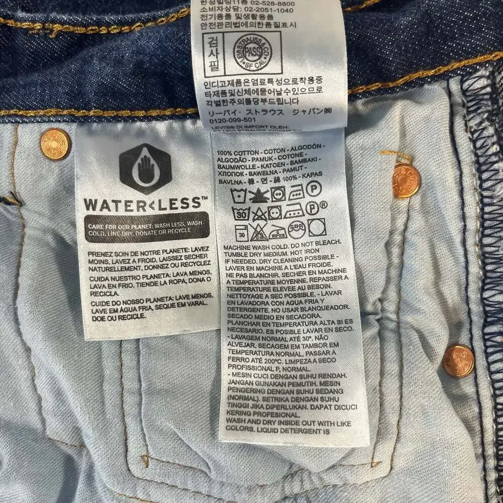 Levi's 501 Original Fit Straight Leg Dark Wash Denim Jeans Button Fly 36x30(29)